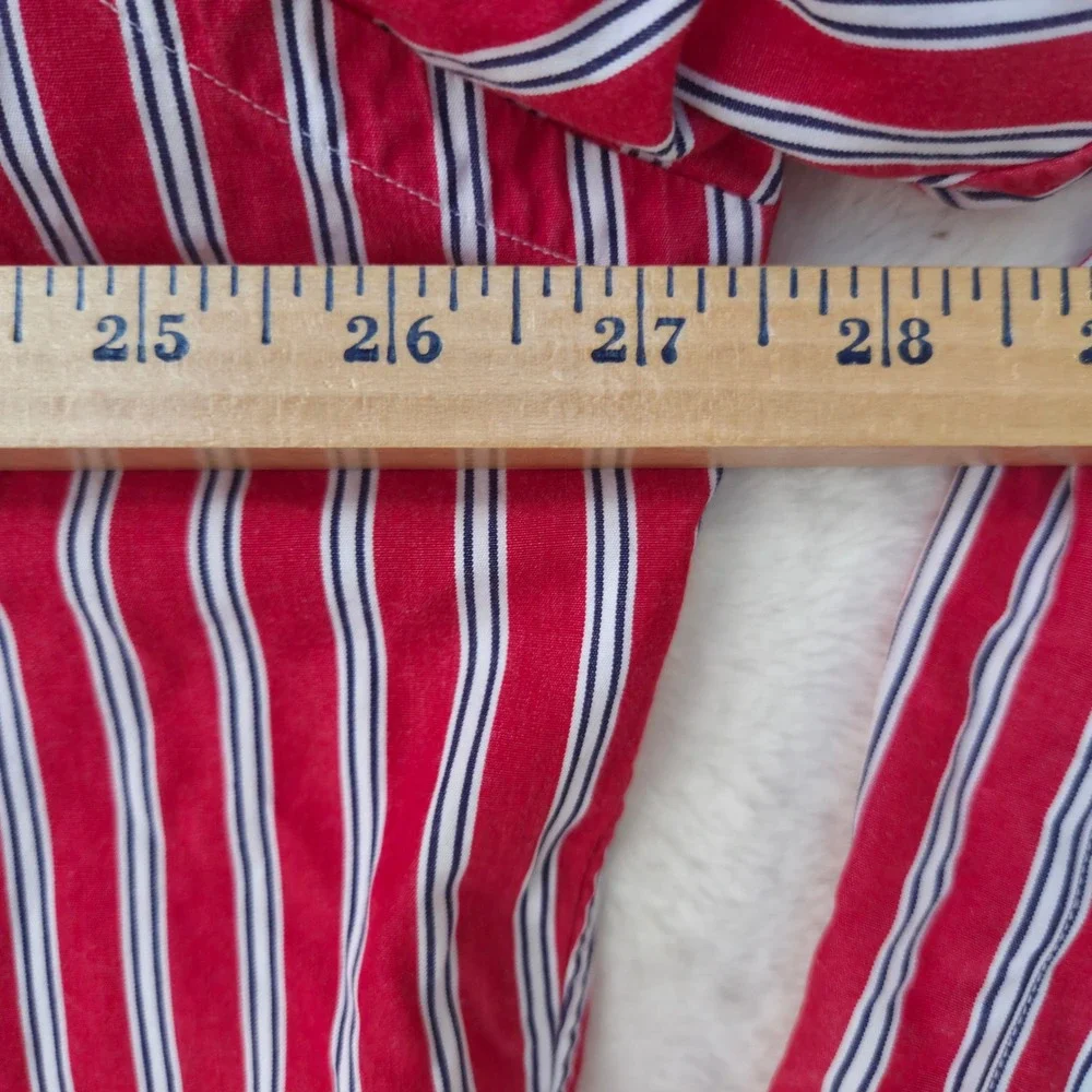 Ralph Lauren Mens Blake Button Down Shirt XL Red White Blue Striped Cotton